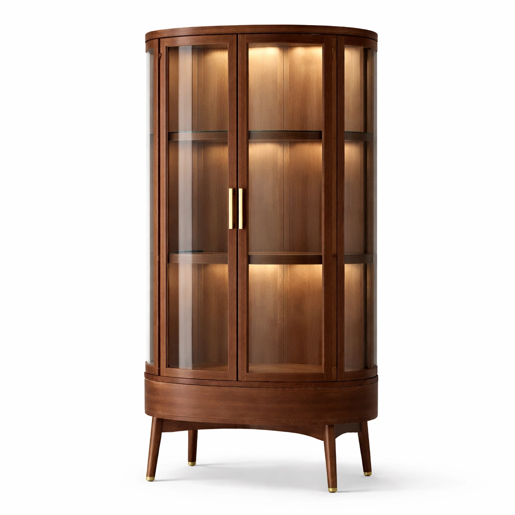 Vitrinenschrank aus Holz mit Glas und Beleuchtung-Olvique